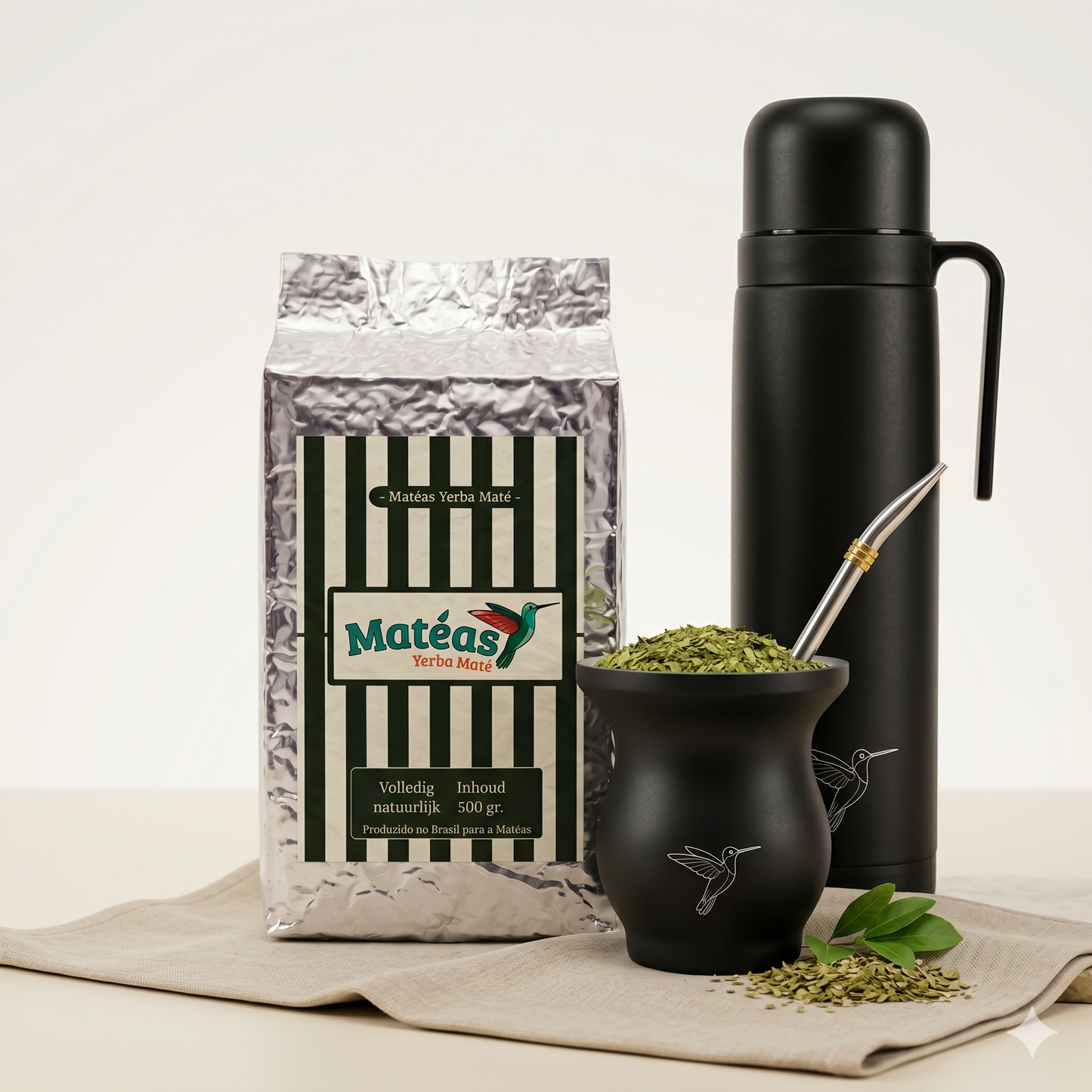 Totaalset - Matéas Yerba Maté (500g) & Beker + Rietje & Thermosfles (PRE-ORDER)